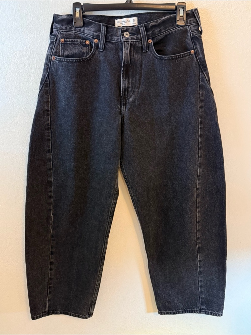 Abercrombie Curve Love Mid Rise Barrel Jean